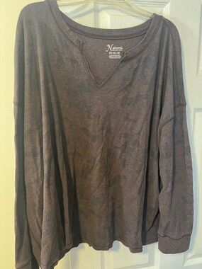 Natural Reflections Women's Long Sleeve V-Notch Thermal Top - Charcoal